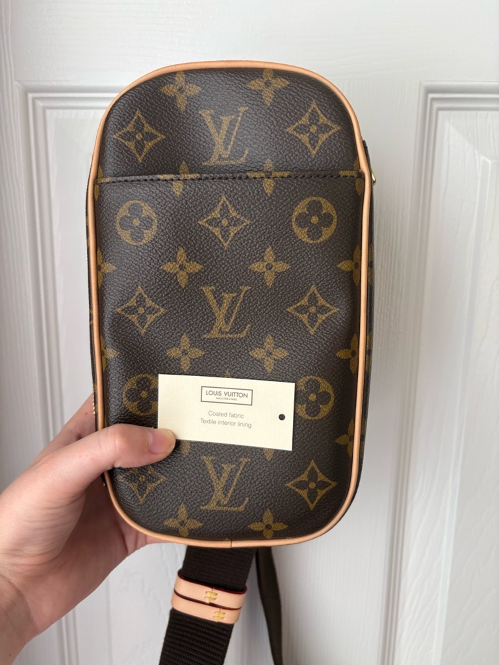 Louis Vuitton Monogram Gange Canvas Pouch and crossbody in Brown and Tan Trim